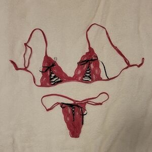 Elegant Pink Lace Bikini Set